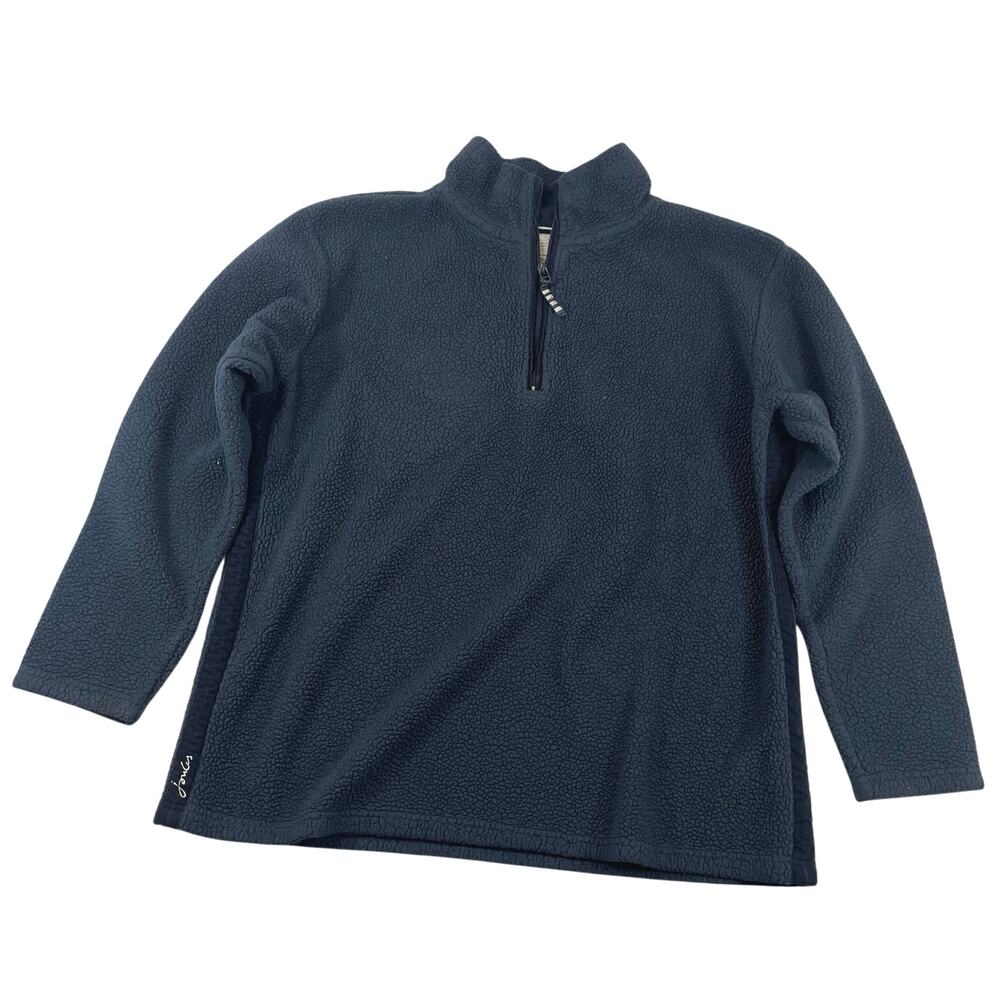 Joules Shawn Quarter Zip Navy Blue Sherpa Fleece Sweater Women's Size 14